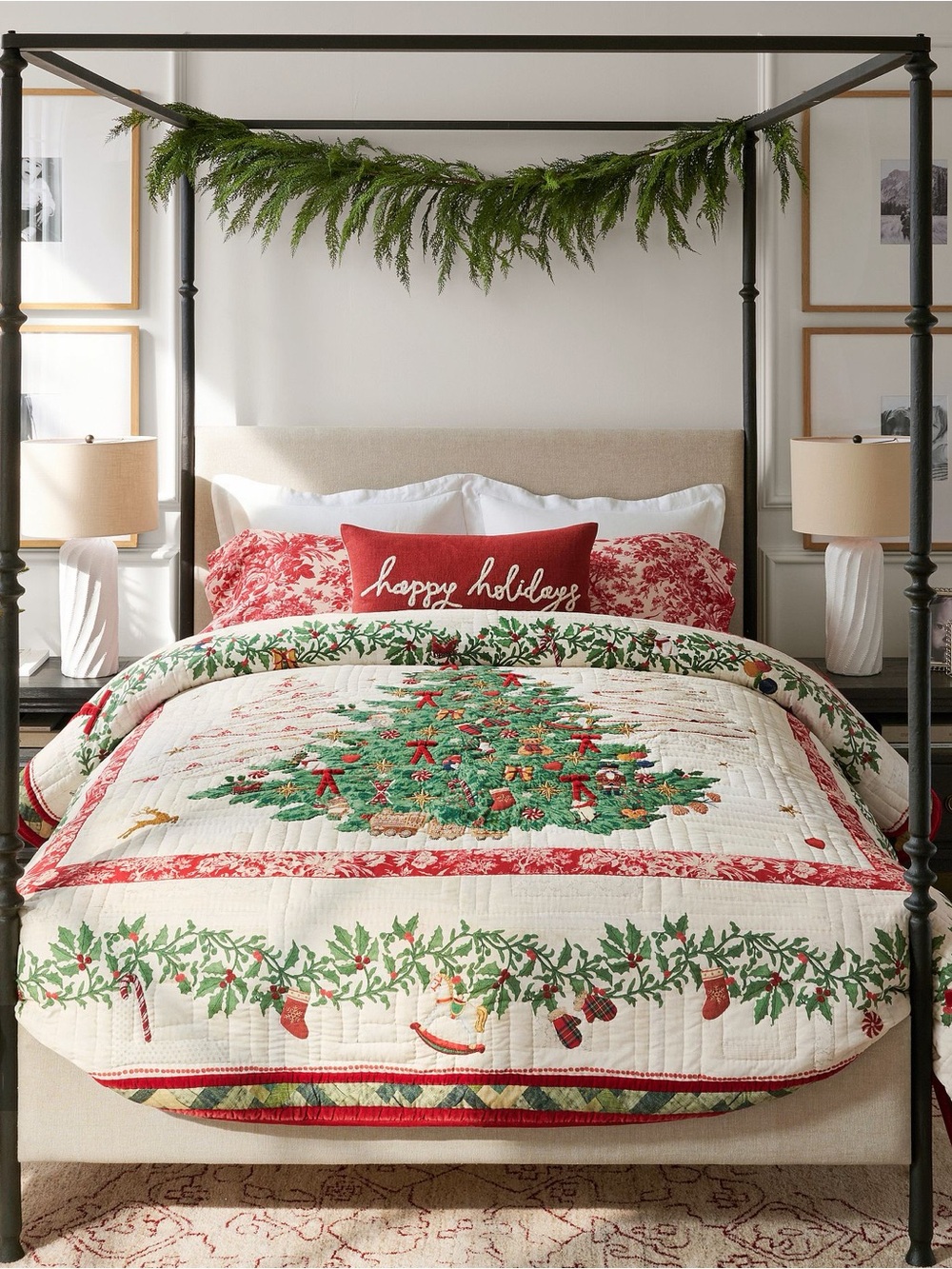 Pottery Barn Deck the Halls reversible quilt BNWT